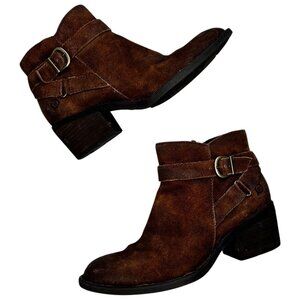 Born Adia Suede Boots Buckle 7.5 Brown Boho Western Leather